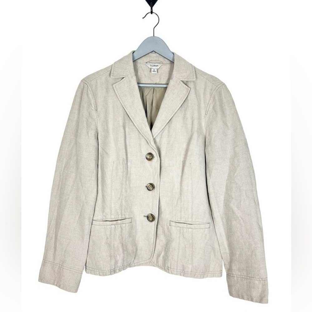 L.L. bean linen blazer size 14 oatmeal color